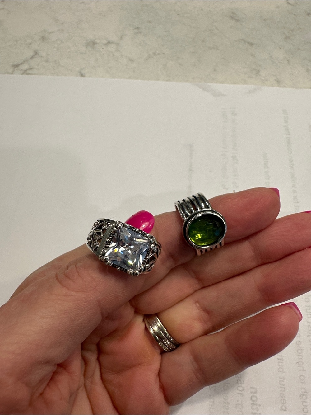 Silpada Green Gemstone Sterling Silver Ring - Bold Peridot Tone